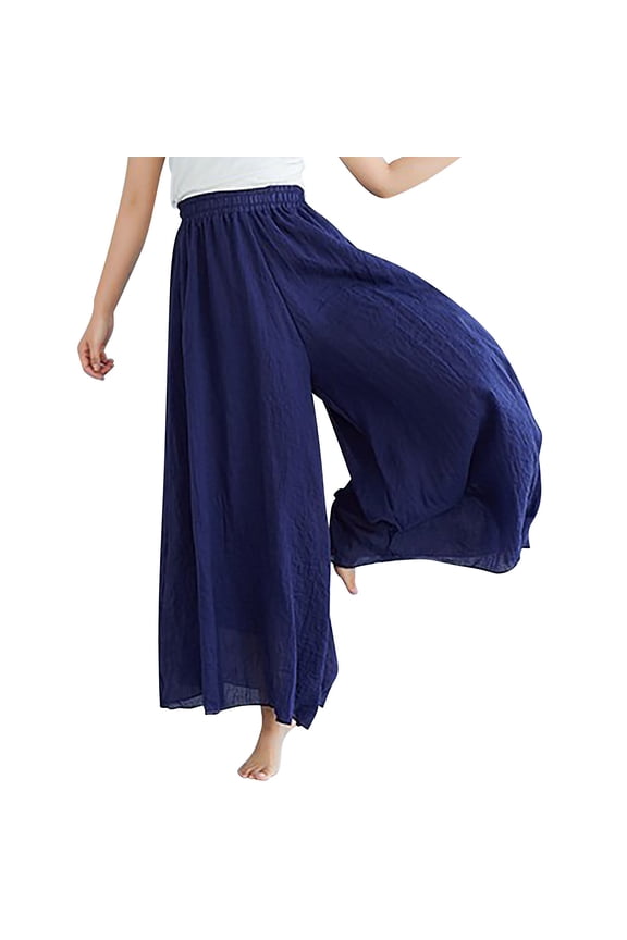Cotton Linen Pants Summer Pants for Women Pull On Bottoms Lounge Pants Linen Capri Pants Flowy Gauze Flowy Pants Flowy Palazzo Pull On Pants Breezy Pants Women Palazzo Pants Navy B