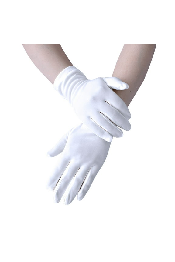 Dancing Gloves Gloves for Women tea party gloves long gloves Short Gloves Women Fashion Solid Color Short Stretch Ceremonial Dance Gloves White One Size
