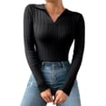 thumbnail image 1 of TRUBKH Fall Outfits for Women Long Sleeve Shirts Lapel Business Casual Outfits for Women Slim Fit Tunic Tops Blouse Cotton Blend Solid Tops Going Out Tops Flowy Top Fall Tops for Women Black One Size, 1 of 4