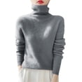 thumbnail image 1 of TRUBKH Fall Outfits for Women Mock Neck Top Long Lantern Sleeve Drop Shoulder Sweaters Lightweight Sweater Business Casual Outfits for Women Pullover Top Fall Outfits for Women Gray 2XL, 1 of 6