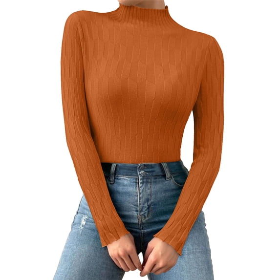 TRUBKH Fall Outfits for Women Mock Neck Top Long Sleeve Business Casual Sweater Fall Sweaters Layered Sweaters Wool Blend Travel Outfits for Women Multicolor One Size