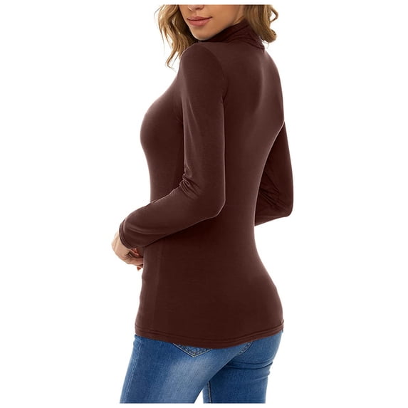 TRUBKH Fall Outfits for Women Scoop Neck Long Lantern Sleeve Fall Casual Sweater Wool Tshirts Shirts for Women Womens Thermal Tops Thermal Shirts for Winter Teacher Outfits Brown 2XL