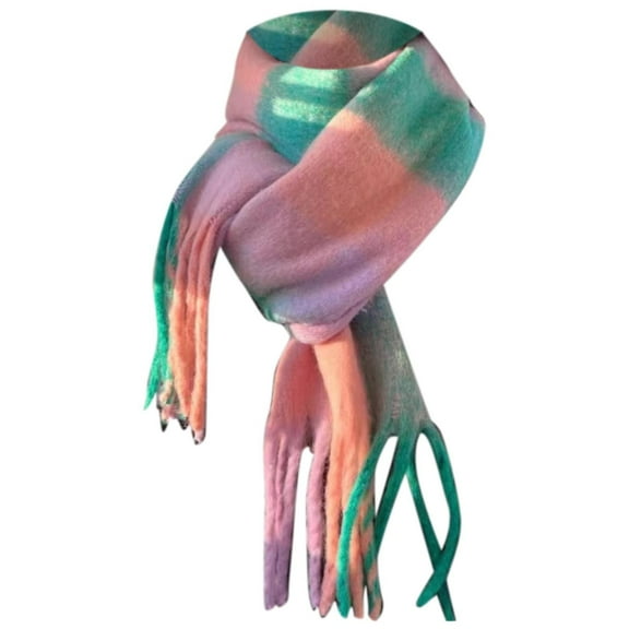 TRUBKH Fall Scarf Winter Scarf Warm Scarf Plaid Scarf Shawls and Wraps Women's Scarves One Size Mint Green One Size