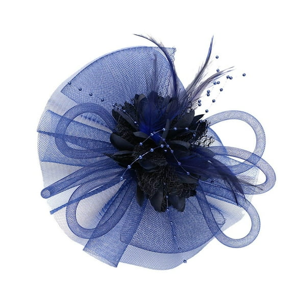 TRUBKH Feather Headpiece Tea Hats Tea Party Hats for Women Fascinator Hat Women's Fascinators Fascinators for Women Fascinator Hats for Women Navy One Size