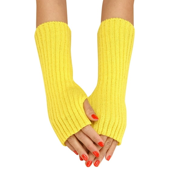 TRUBKH No Finger Gloves Arm Sleeves Fingerless Gloves for Women Warm Gloves for Women Winter Gloves Weight Lifting Gloves for Women Workout Gloves Women One Size Yellow One Size