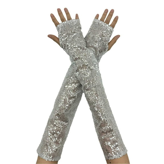 TRUBKH Fingerless Gloves Long Gloves Women Formal Fingerless Gloves for Women Tea Party Gloves for Women Opera Gloves Womens Gloves Arm Warmers Gray One Size