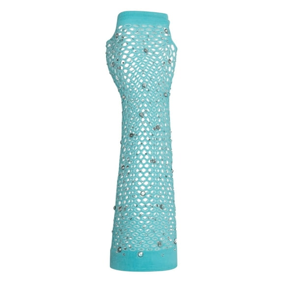 TRUBKH Fishnet Arm Sleeves Tea Party Gloves Fishnet Gloves Long Gloves Women Formal Opera Gloves Mesh Gloves Satin Gloves Light Blue One Size