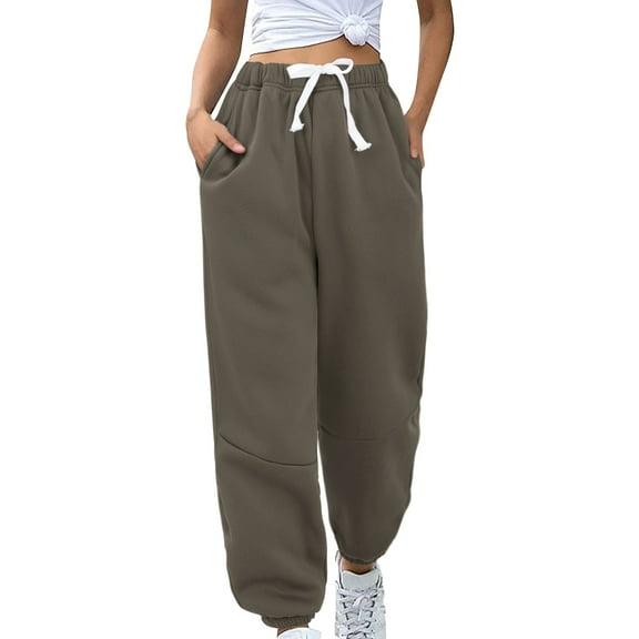 TRUBKH Fleece Pants Women High Waisted Pants for Women Winter Pants Women's Fleece Sweatpants Womens Work Pants Butt Lifting Leggings for Women Coffee S