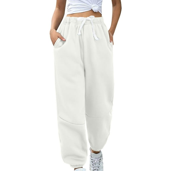 TRUBKH Fleece Pants Women High Waisted Pants for Women Winter Pants Fleece Lined Pants Women Thermal Leggings Sweatpants for Women Beige M