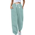 thumbnail image 1 of TRUBKH Fleece Pants Women High Waisted Pants for Women Winter Pants Sweatpants for Women Wide Leg Pants Woman Fall Leggings with Pockets Green Xl, 1 of 9