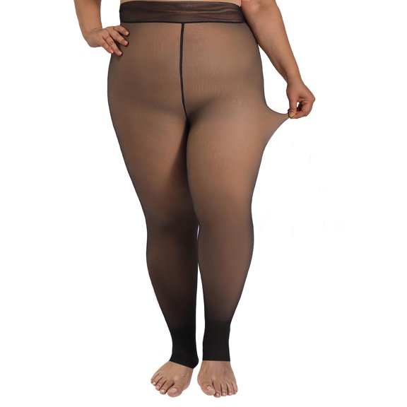 TRUBKH Fleece Tights for Women Plus Size Tights Thigh High Stockings for Women Fleece Lined Tights Womens Stretch Pants Seamless Leggings for Women Stretch Pants for Women Dark Gray Xl