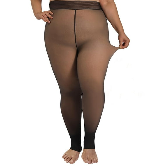 TRUBKH Fleece Tights for Women Plus Size Tights Thigh High Stockings for Women Panty Hose Women's Sheer Tights Running Leggings for Women Compression Pants Dark Gray 3xl