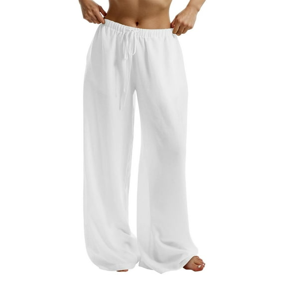 TRUBKH Flowy Pants for Women Yoga Pants Women High Waisted Pants for Women Baggy Pants Women Women's Pants Womens Joggers Pants Palazzo Pants for Women White XL