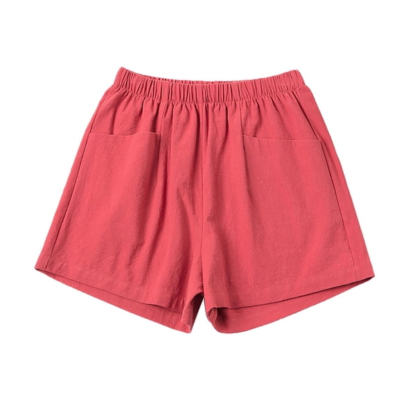 TRUBKH Flowy Shorts Running Dolphin Shorts Hiking Cargo Shorts Knee Length High Waisted Linen Shorts for Women Gym Yoga Shorts Beach Resort Wear Plus Size Workout Shorts Wide Leg Watermelon Red S-3XL