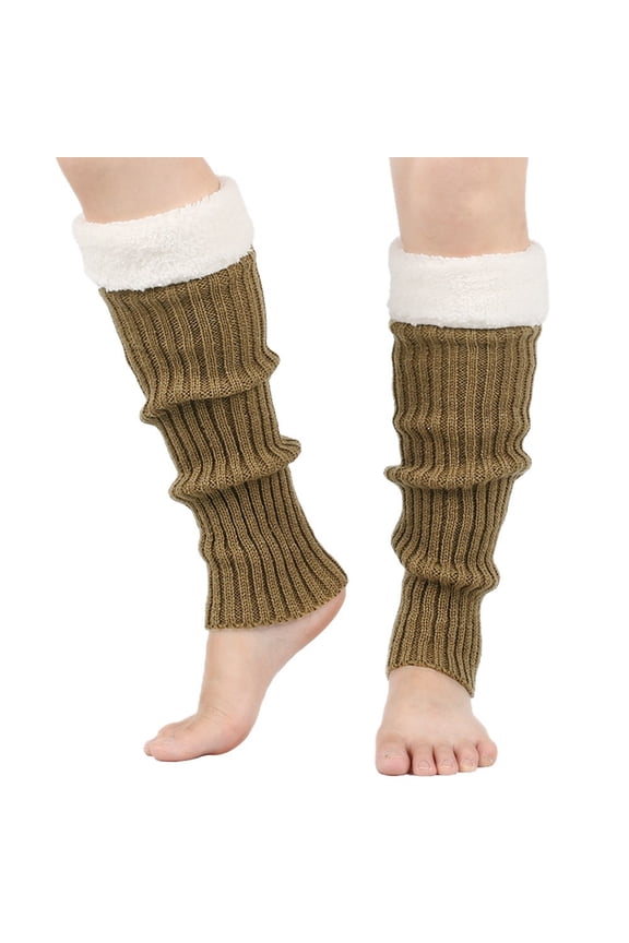 Fur Leg Warmers Knee Socks Leg Warmers Leg Warmer Knee High Socks for Women Long Socks for Women Warm Socks for Women Khaki One Size