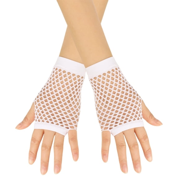TRUBKH Gloves Compression Gloves Fishnet Gloves Fingerless Gloves Mesh Gloves One Size White One Size