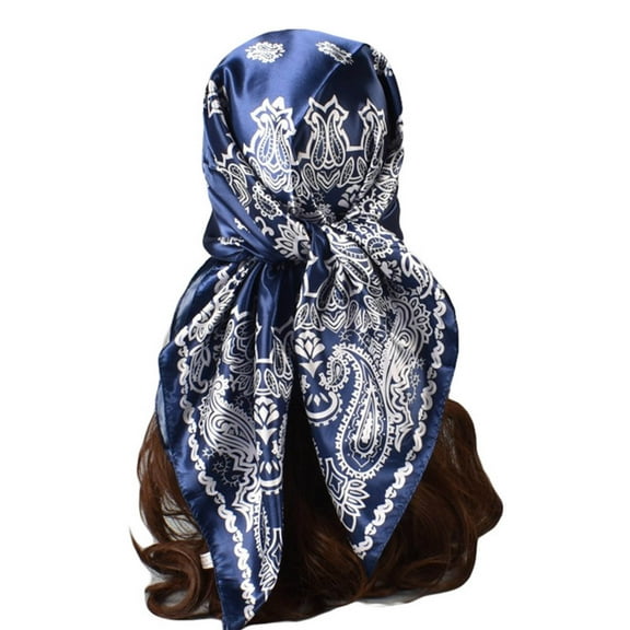 TRUBKH Head Scarf Head Scarf for Women Hair Scarf for Women Silk Bandanas for Women Shawl Wraps for Women Bag Scarf Pashmina Wraps for Women Navy One Size