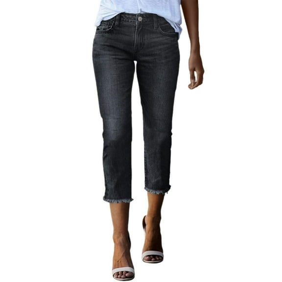 TRUBKH Jeans for Women,pull On Jeans for Women,crop Pants for Women,skinny Jeans for Women,baggy Jeans,women Jeans Stretchy Straight Leg Denim Pants Black L