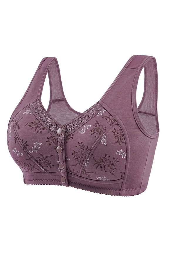 Jelly Bras for Women the Anti Saggy Breast Bra Mesh Lace Bras Breathable Bralette Bra Yoga Bras Front Snap Closure Bras Support Bra Lounge Bra Bras for Women Purple M