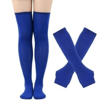 TRUBKH Leg Warmers Striped Sleeves Arm and Leg Warmers Rainbow Socks Knee High Socks Blue One Size