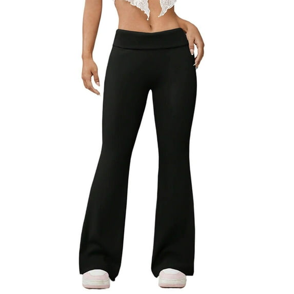 TRUBKH Leggings for Women Cargo Pants Women Baggy Flare Pants Women's Pants Womens Pants Womens Cargo Pants for Women Black L