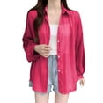 thumbnail image 1 of TRUBKH Lightweight Cardigans for Women Button Down Cardigan Lapel Collar for Daily Casual Outerwear Sunscreen Cardigan Travel Cardigan Sheer Cardigans Dress Cover Up Chiffon Cardigan Red XL, 1 of 4