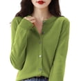 thumbnail image 1 of TRUBKH Lightweight Cardigans for Women Button Down Sweater Cardigans Cotton Blend Stretch Soft Knit Shrugs Sweaters Casual Knit Sweater Solid Fall Tops Cropped Cardigan Cute Cardigan Green S, 1 of 4