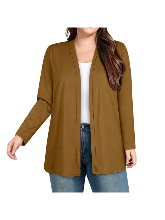 Lightweight Cardigans for Women Long Sleeve Shirts for Women with Pockets Women's Casual Lightweight Duster Sweater Cardigan Petite Cardigan Sweaters for Women Tops for Women Brown XL