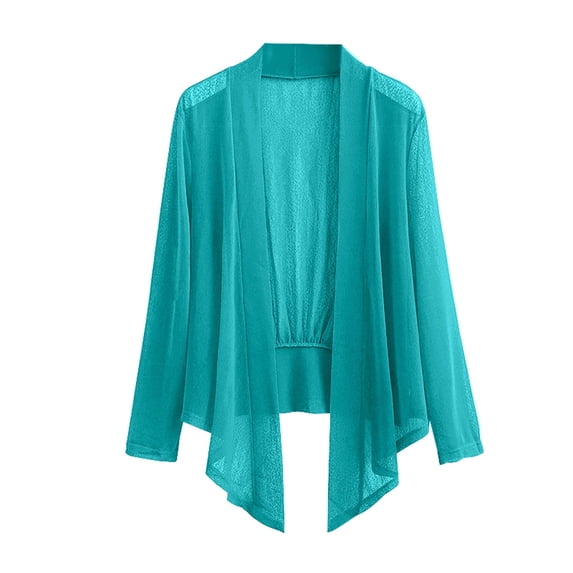 TRUBKH Lightweight Cardigans for Women Long Sleeve Swimwear Cover Up Mesh Shrug Sheer Cardigans Dress Cover Up Sheer Shrug Tunic Tops Blouse Long Cardigans Travel Cardigan Blue XL