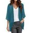 thumbnail image 1 of TRUBKH Lightweight Cardigans for Women Short Sleeve for Daily Casual Outerwear Open Front Cardigan Light See Through Long Cardigans Sheer Cardigans Going Out Tops for Summer Beach Green S, 1 of 4