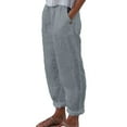 thumbnail image 1 of TRUBKH Linen Pants Women Beach Vacation Tapered Pants Linen Capri Pants Vacation Beach Pants Boho Bottoms Casual Pants for Women Cotton Drawstring Pants Women Summer Pants Palazzo Pants Gray XL, 1 of 9