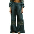 thumbnail image 1 of TRUBKH Linen Pants Women Long Trousers Flowy Palazzo Straight Leg Lounge Trouser Straight Leg Trousers Flowy Gauze Ladies Summer Pants Resort Wear for Women 2026 Cruise Pants Navy M, 1 of 4