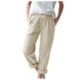 thumbnail image 1 of TRUBKH Linen Pants for Women Summer Boho Dressy Women's Sweatpants Summer Wide Leg Resort Wear for Women 2026 Balloon Pants Solid Lounge Long Trousers Gaucho Pant Comfort Resort Wear Khaki M, 1 of 5