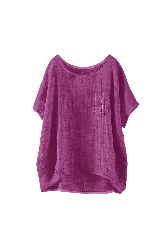 Linen Shirt Womens Summer Linen Shirts Linen Shirts for Women Gauze Shirts for Women Cotton Linen Roll Up Linen Tops for Women Purple M