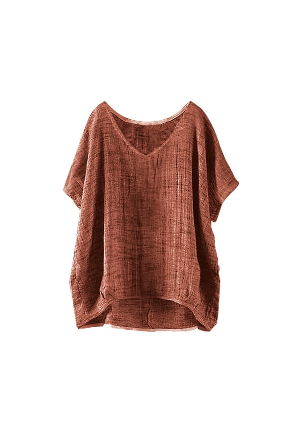 Linen Shirts Women Button Down Shirts Linen Shirts for Women Linen Tunic Tops for Women Solid Blouses Tops Gauze Tops for Women Brown 1 XL