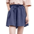 thumbnail image 1 of TRUBKH Linen Shorts for Women Womens Lightweight Shorts Lounge Beach Drawstring Hiking Cargo Shorts Athletic Workout Gym Shorts Women's 2 in 1 Running Shorts Knee Length High Waisted Navy S-3XL, 1 of 8