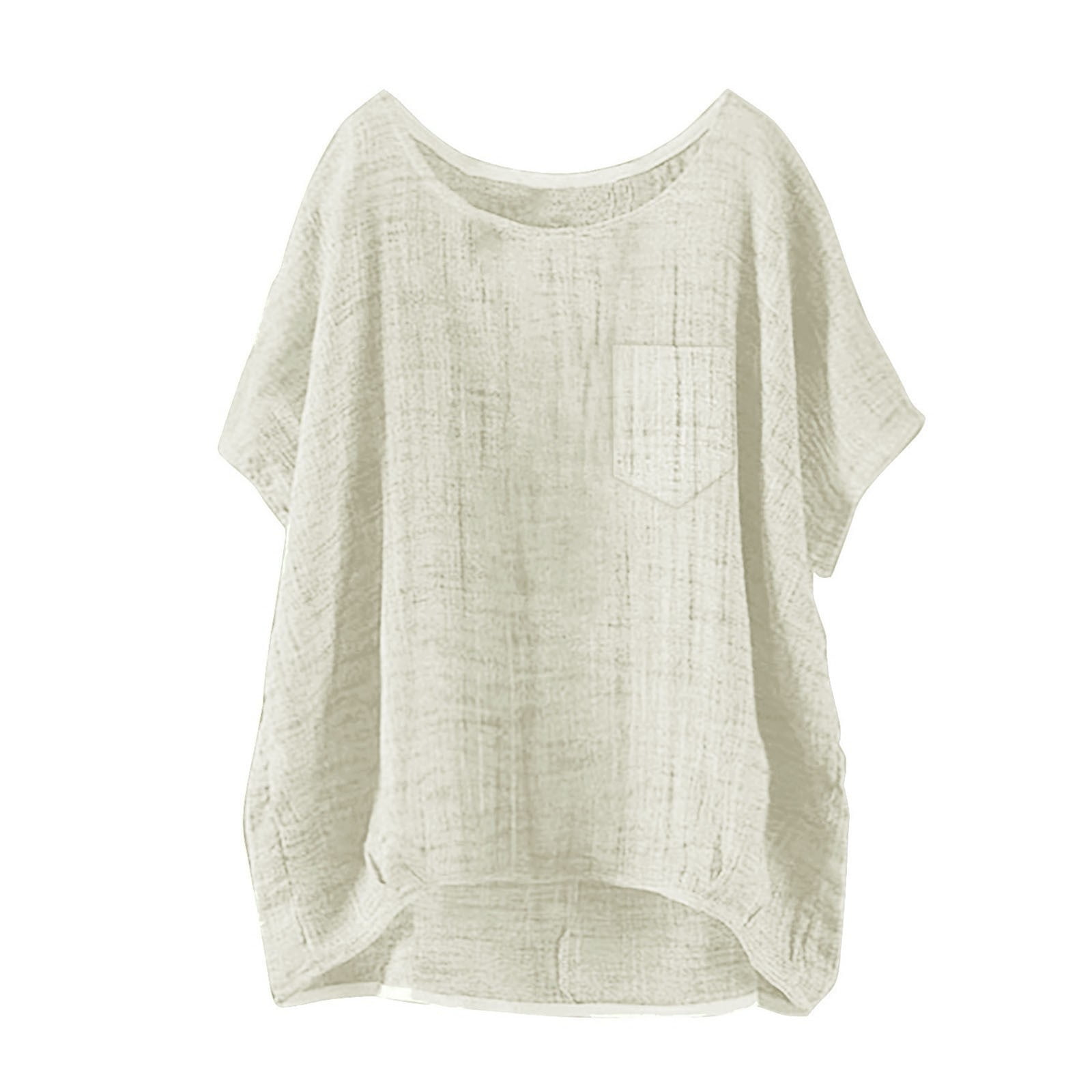 Linen Tops for Women 2026 Vacation Fashion Clothes Embroidered Tops for Women Peasant Blouses for Women Lace Casual Loose Fit Linen Shirts Beige M