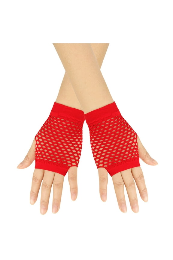 Long Gloves Mesh Gloves Compression Gloves Fishnet Gloves Fingerless Gloves Lace Gloves Wedding Gloves One Size Red One Size