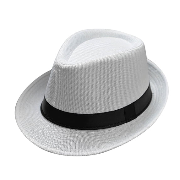 TRUBKH Men's top hat hats for men Wide Brim Fedora Hats Classic Fedora Hats Vintage Trendy wedding hats Fedora Hats Outdoor Hat Classic Wide Brim with Belt Buckle bowler hat White One Size