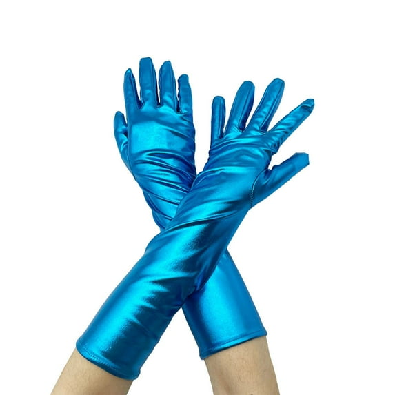 TRUBKH Opera Gloves Fishnet Arm Sleeves Tea Gloves for Women Mesh Gloves Fishnet Gloves Tea Party Gloves for Women Silk Gloves Blue One Size