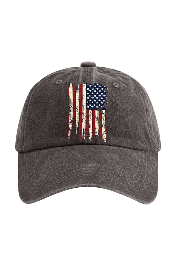 Patriotic Hat Athletic Baseball Cap Adjustable Baseball Cap Star & Stripes Pattern Cap Washed Baseball Cap Ladies Baseball Caps Dad Hat Outdoor Hats for Men Women Bucket Hat Brown a