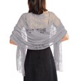 thumbnail image 1 of TRUBKH Poncho Tops for Women Travel Shawls Fashion Poncho Chiffon Bolero Chiffon Shawl Knit Poncho Poncho Sweater Lace Scarf Wrap Beach Cover up Poncho Tops Chic Wrap Gray One Size, 1 of 4