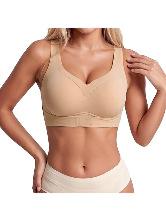 Posture Corrector Bra for Women Workout Tops for Women Comfortable Sports Bras Sports Bra Vest Stretch Shapewear Push Up Bra Gym Tops Sports Bras for Women Beige M