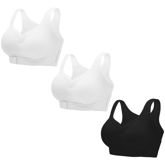 TRUBKH Posture Support Bra 3 Pack Yoga Tops Sports Bra with Sewn in Pads Sports Bras for Women Large Bust Workout Tops for Women Sports Bra Sports Bra Tanks Cross Back Support Bra Gray XL