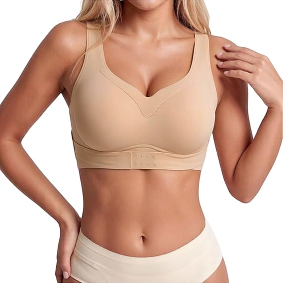 TRUBKH Posture Support Bra Plus Size Athletic Tops Bralettes for Women Comfortable Sports Bras Push Up Bra Bralettes for Women with Support Sports Bra Cross Back Support Bra Beige 2XL