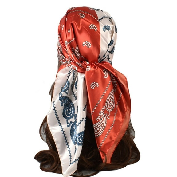 TRUBKH Scarf for Women Pashmina Wraps for Women Fashion Accessories Head Scarf Bandanas for Women Silk Hair Scarf Silk Scarf Orange One Size
