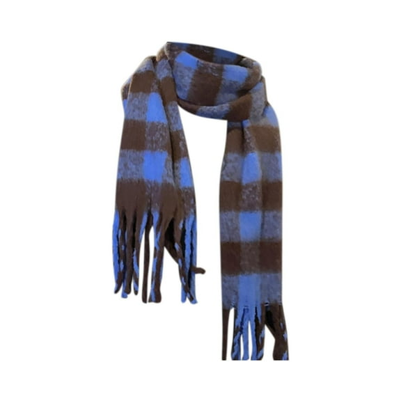 TRUBKH Scarf for Women Winter Wool Scarf Women Winter Scarf Warm Scarf Plaid Scarf Shawls and Wraps One Size Blue One Size