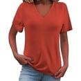 thumbnail image 1 of TRUBKH Short Sleeve Shirts for Women V Neck T Shirts for Women Crop Top Bee Shirt Women's Fashion Clothes for Every Occasion Cotton Linen Cardigan Summer Chic Graphic T-shirts Red S, 1 of 9