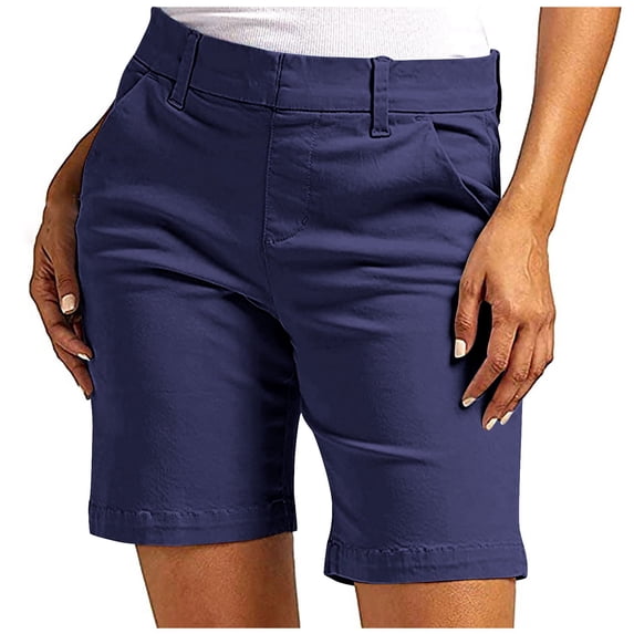 TRUBKH Shorts for Women Elastic Waistband Trendy Biker Shorts Biker Shorts Womens Athletic Shorts for Women Trendy Straight Leg Wide Leg Opening Straight Leg Pants Active Wear Blue S