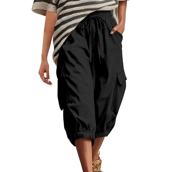 TRUBKH Shorts for Women Mens Drawstring Shorts Mens Shorts Women Gym Shorts 5-point Pants Mens Summer Shorts Streetwear Golf Pants Comfy Pants Plus Size Adjustable Drawstring Black L